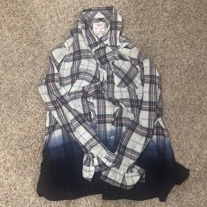 Justice Blue and White Plaid Button-Down Shirt